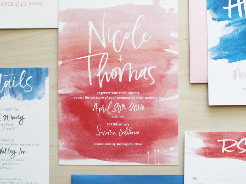 Watercolor Wedding Invitations paper goods modern watercolor invitations wedding