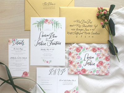 Floral Watercolor Invitation Suite