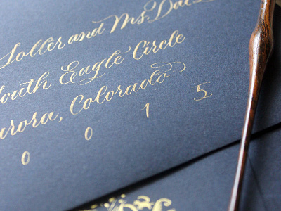 Gold Calligraphy Envelopes calligraphy copperplate lettering typography