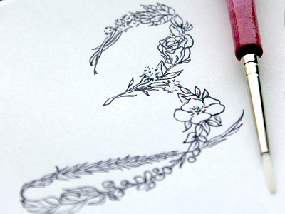 Floral Typography floral numbers sketching typography