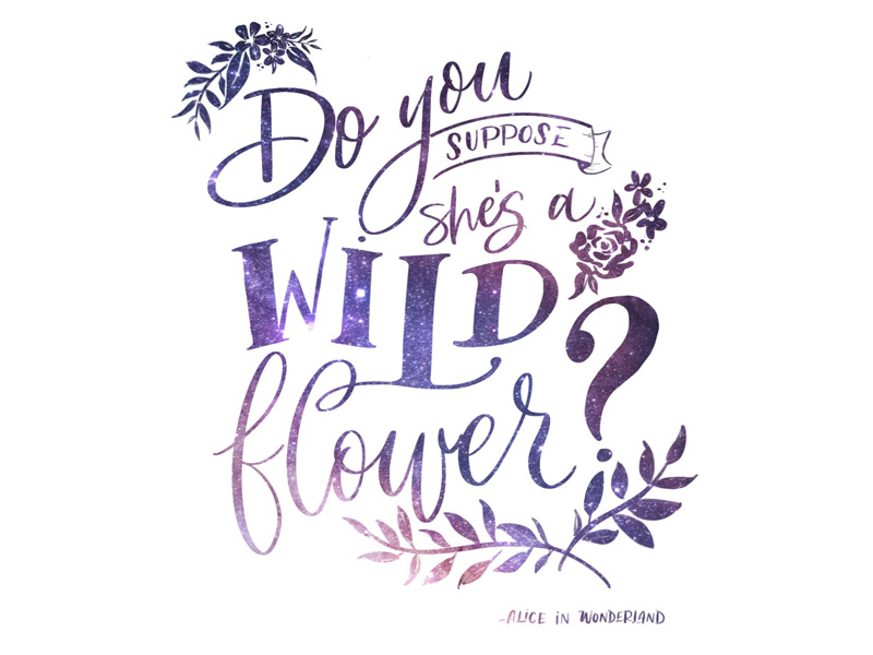 Wildflower alice in wonderland typography apple pencil