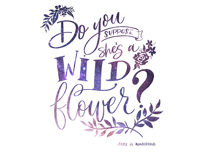 Wildflower alice in wonderland apple pencil typography