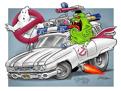 Ghostbusters ECTO1 cartoon cartoon illustration