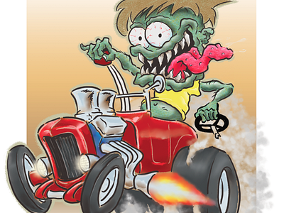 Monster RatRod cartoon illustration