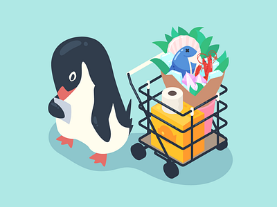 Penguin Grocery Cart cart grocery penguin
