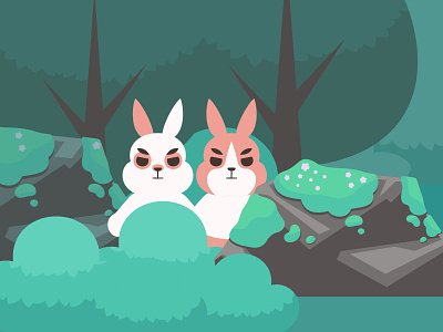 Rabbits in the Forest forest rabbits