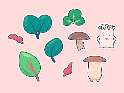 Greens and Mushrooms greens illustrator mushroom