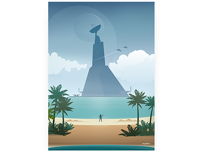 Lovely Places #3 art beach brushwork digital drawing fan illustration movie nature rogue one star wars vector