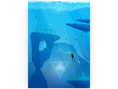 Lovely Places #4 abzu art brushwork digital drawing illustration nature playstation sea underwater vector whale