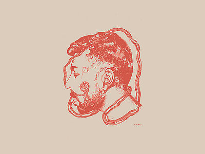 shon doe dude face hair illustration man mortality print red smoke