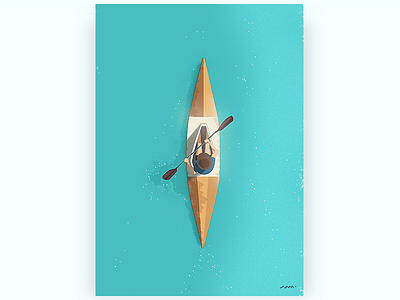 kayak blue brushwork illustration kayak man photoshop rowing vector water