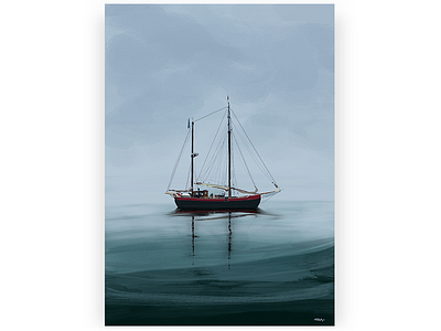 ssRed boat brush digital ipadpro nature painting procreate sea water