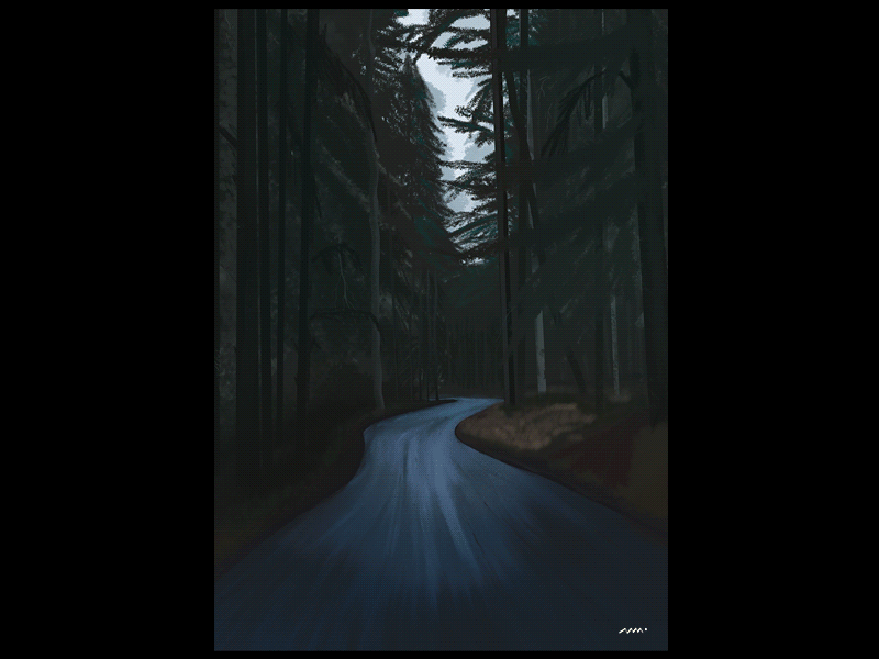 //20:40pm// brush car digital evening forest gif ipadpro motion painting procreate