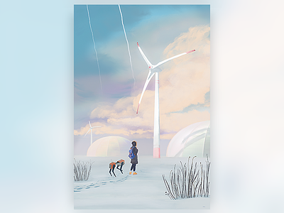 EY: 2 years of snow brush concept digital enegry futurism painting robotics sunset winter
