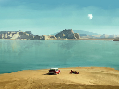 Dr Song bbc digital painting doctorwho illustraion ipadpro lake moon painter painting procreate water