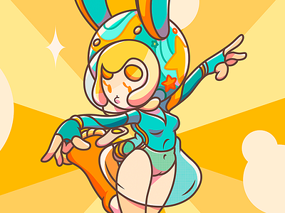 Space rabbit astronaut characterdesign girl illustration rabbit space