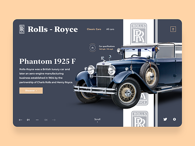 Classic Cars adobexd blue brand car cars concept ecommerce interface luxury product design product page rolls royce shopping web web design webdesign webpage webpagedesign website website design