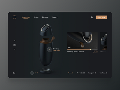 Product page dark mode dark ui homepage homescreen interface minimal navigation product product design smart smarthome video player web web design webdesign website website design