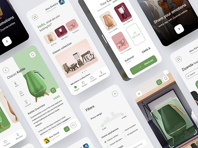 Appliances mobile app appliances cart clean concept ecommerce filters home screen interface kettle minimal mobile mobile app product product design product page scan smart home toaster white white ui