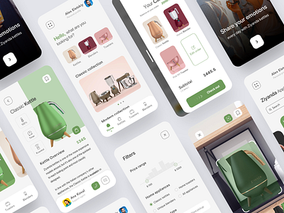 Appliances mobile app appliances cart clean concept ecommerce filters home screen interface kettle minimal mobile mobile app product product design product page scan smart home toaster white white ui