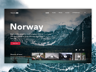 Travel UA website homepage design hero section interface interface design main page main screen minimal norway product design travel ui ui ux ui ux design ux web web design website