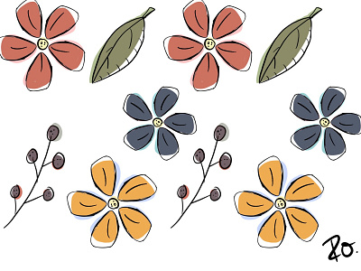 Lined floral 1 digitalart graphicdesign illustration