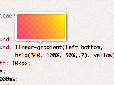 Mystery upcoming project UI detail: CSS gradient preview