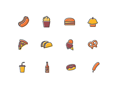 Stadium Food Icons by Hannah Kan on Dribbble