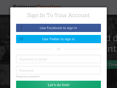 Sign in Modal clean form input interface log in login modal sign in signin ui username ux