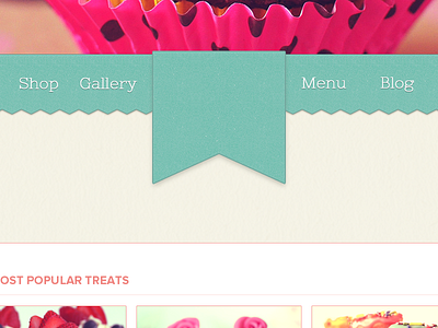 Homepage / Navigation / Ribbon clean cupcakes homepage interface nav nav bar navigation ribbon texture ui ux website