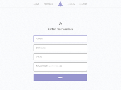 Screenshot of Contact Page button clean contact fields flat form input input field paper airplane ui ux