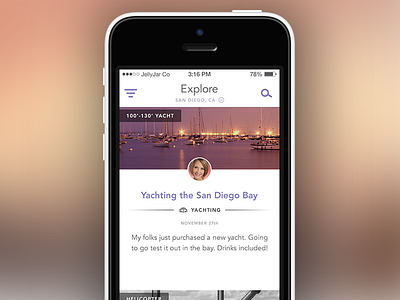 Explore Feed app avatar boat city discovery explore feed filter icon ios search yacht