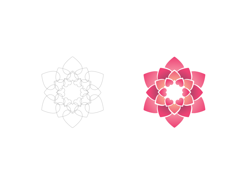 Lotus Valentine community grow growth gradients lines group life circle logo flower lotus