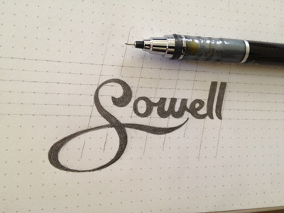sowell logo WIP custom font illustration jetpen lettering logo mark pencil sketch studio type typography