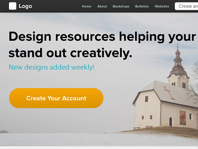 Vector Hero Unit button church concept design header homepage illustrator landing page navigation orange personal vector website