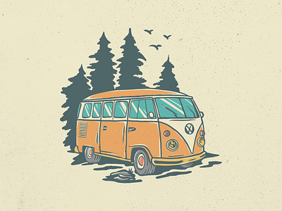 Classic Road Trip adventure campervan camping campsite caravan holiday illustration journey lifestyle mountain nature outdoors road roadtrip summer tourist travel trip vintage wildlife