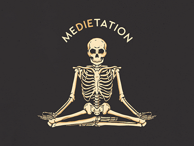Medietation Skull balance body calm dead energy health healthy illustration lifestyle medietation meditating mind nature position relaxation sitting skull spiritual vintage yoga