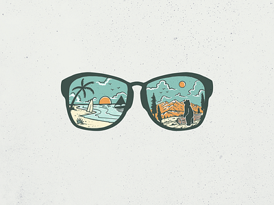 Paradise Glasses adventure beach camping forest glasses hiking holiday illustration island mountain nature outdoors paradise summer travel trip tropical vintage wild wildlife
