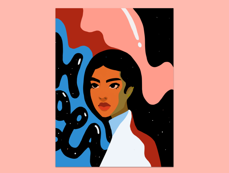 Latinas in Space artwork brown beauty flat illustration illustration latina latinx procreate space