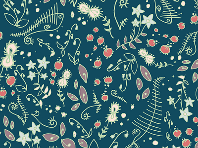 Forestfloor Navy Copy fabric ferns floral forest moss navy pattern surface surface design surface pattern vector