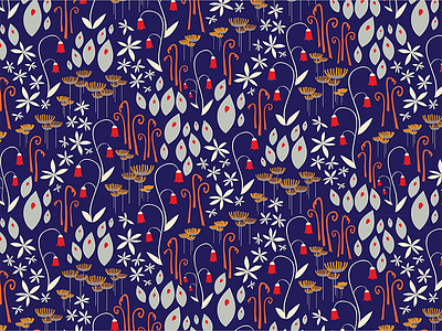 Bells and blues bluebells fabric design florals illustration illustrator pattern pattern design retro surface design thistles vector vintage