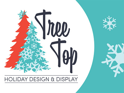 TreeTop Biz Card christmas design illustration illustrator logo red retro snowflake teal trees vector