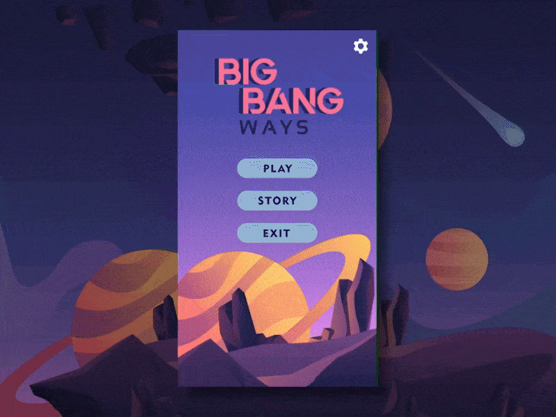 Big Bang Game Design animation app astronaut astronomy cosmic design galactic galaxy game game design graphic design illustration motion graphics outer space planet saturn space star ui vector