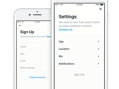Birth of a side project minimal settings sign up ui