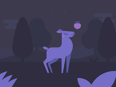 Oh deer! animals apple deer flat design forest game mobile game night