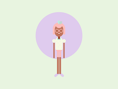 Ellen character design cute fanart flat design mint green pastel pink