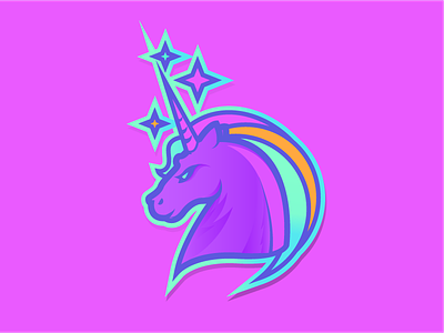Miracle colorful emblem gaming girl gamer girls logo magic stars team unicorn