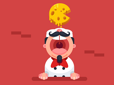 Open wide! cartoon character cheese chef flat design game gamedesign illustration