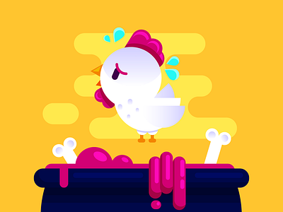 Chicken Soup for the Soul chicken flat design illustration rooster scared soup sweat
