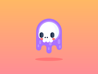 Casper character design cute flat design floating ghost gradient illustration skull